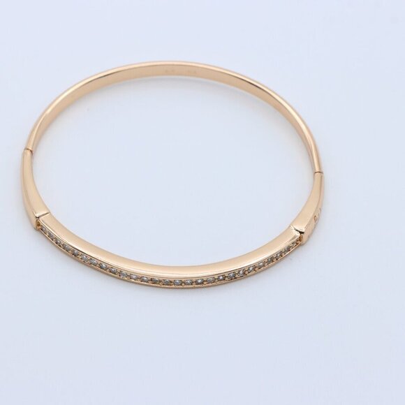 Elegant Rose Gold Bangle with Sparkling Stone Line Detailing, XPBL0441 - Picture 3 of 12
